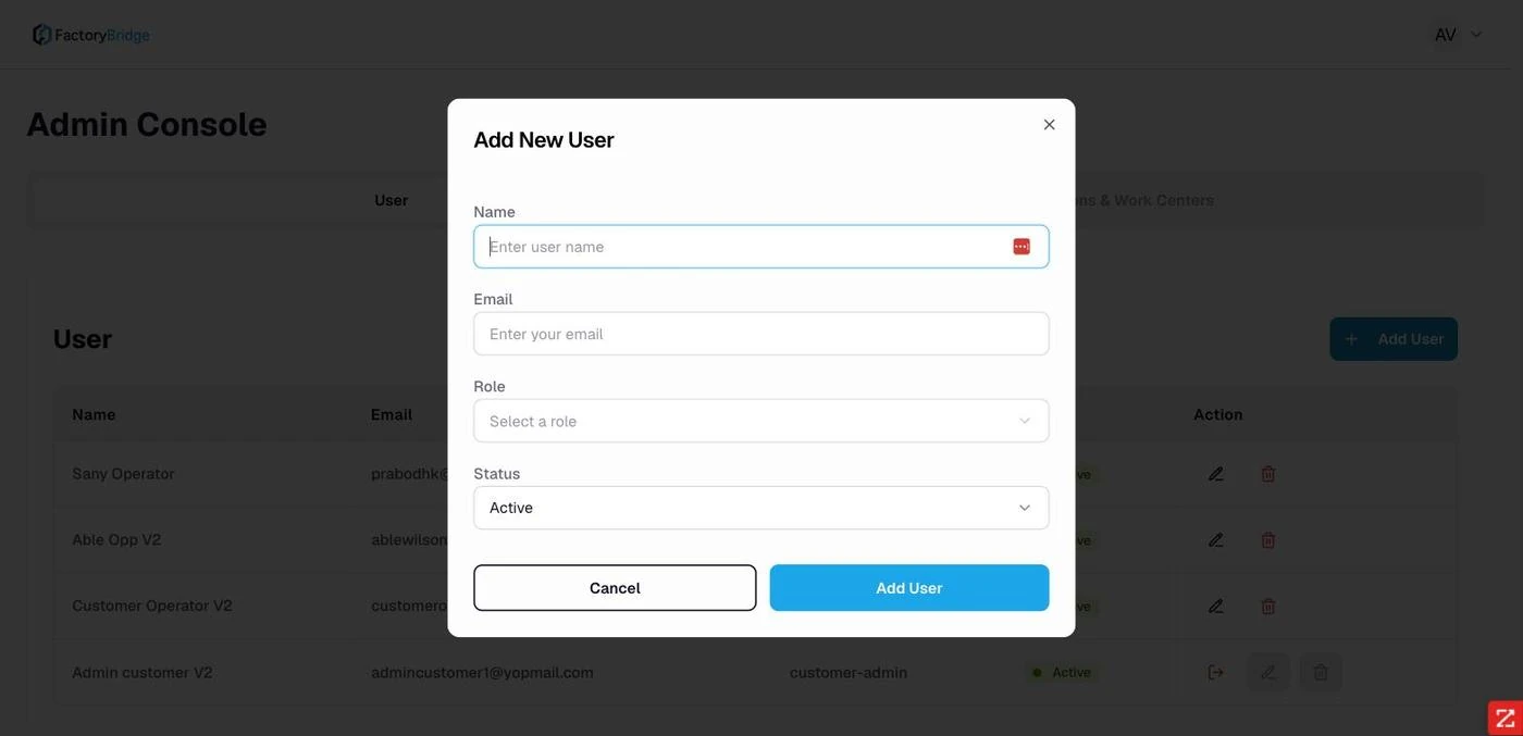 <b>Add New User.</b> Name, email, role and status.