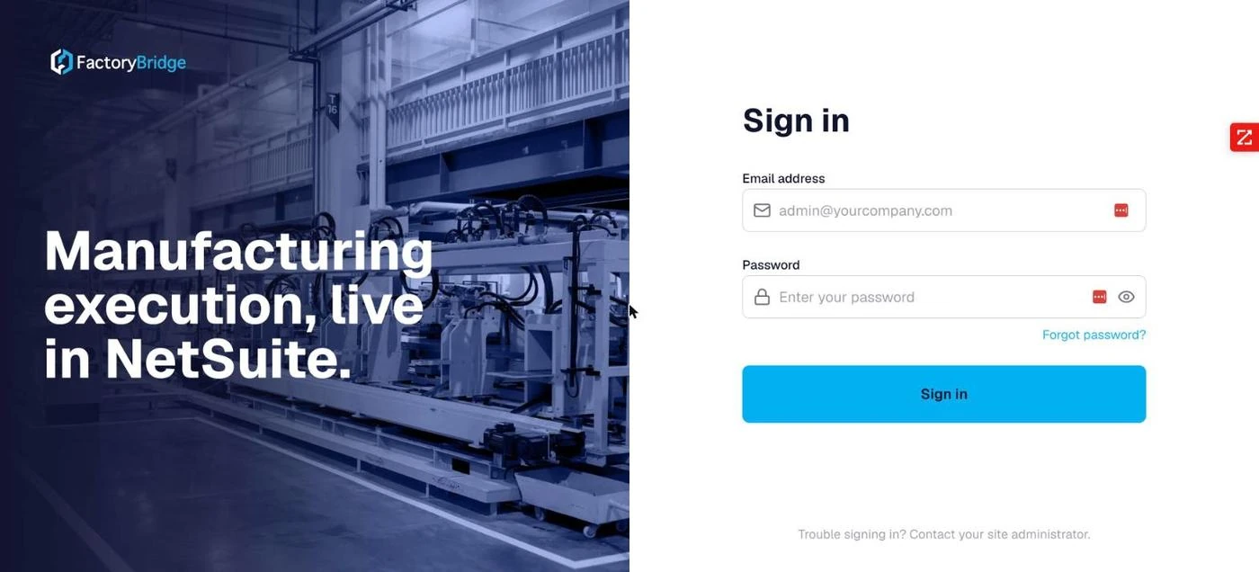 FactoryBridge sign-in