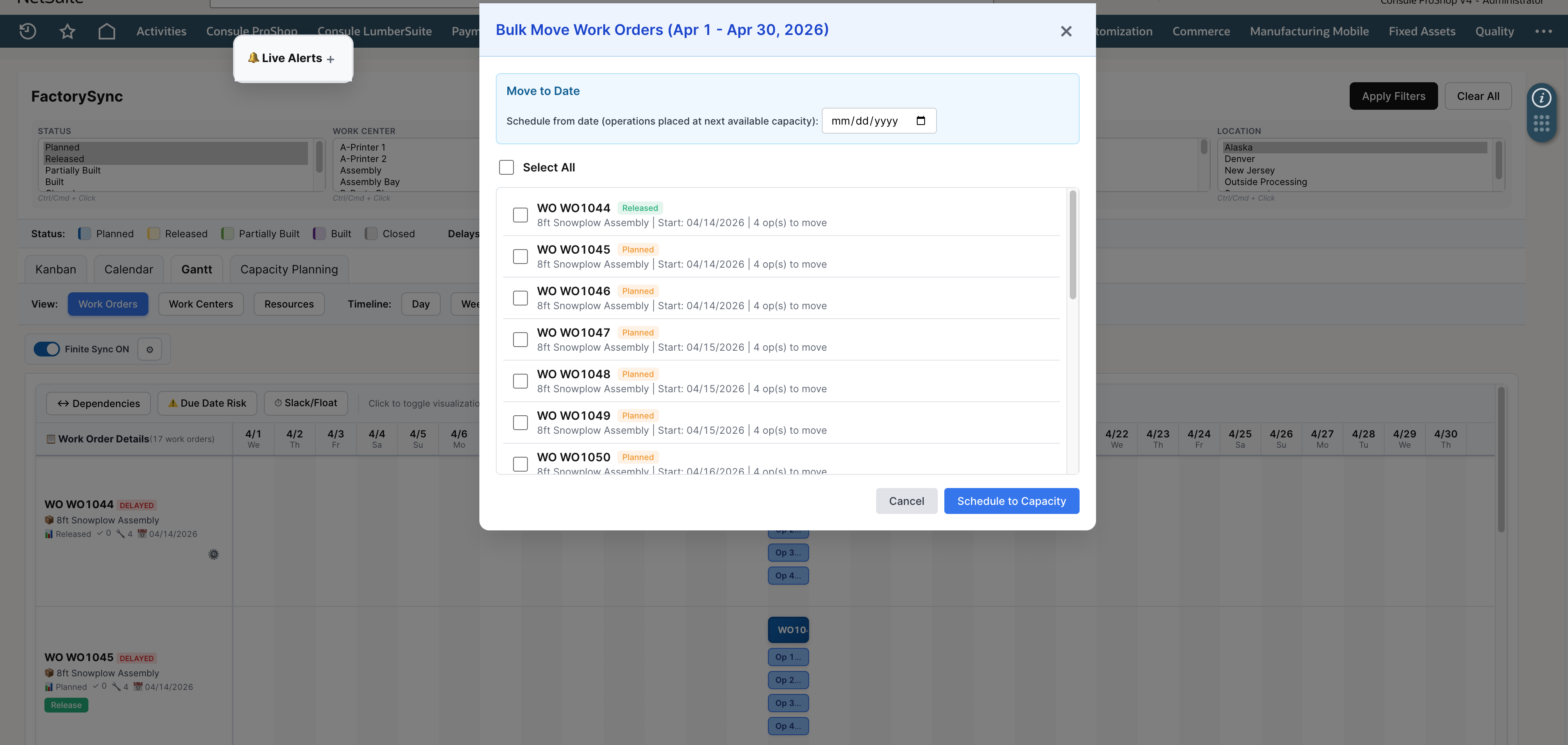 Bulk Move Work Orders