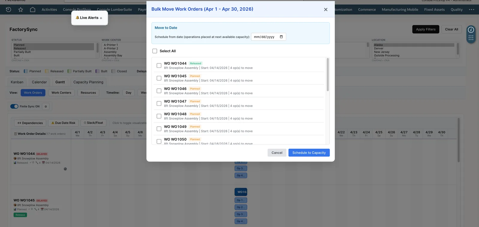 Bulk Move Work Orders