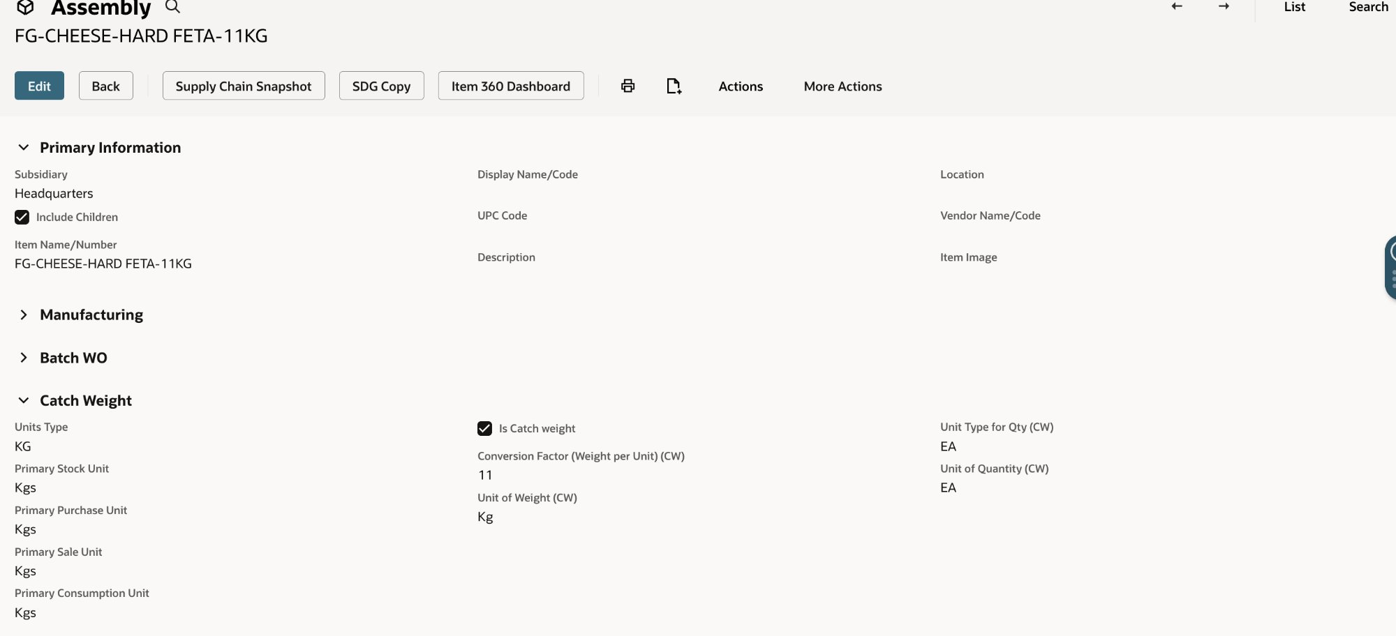 CatchIQ item configuration
