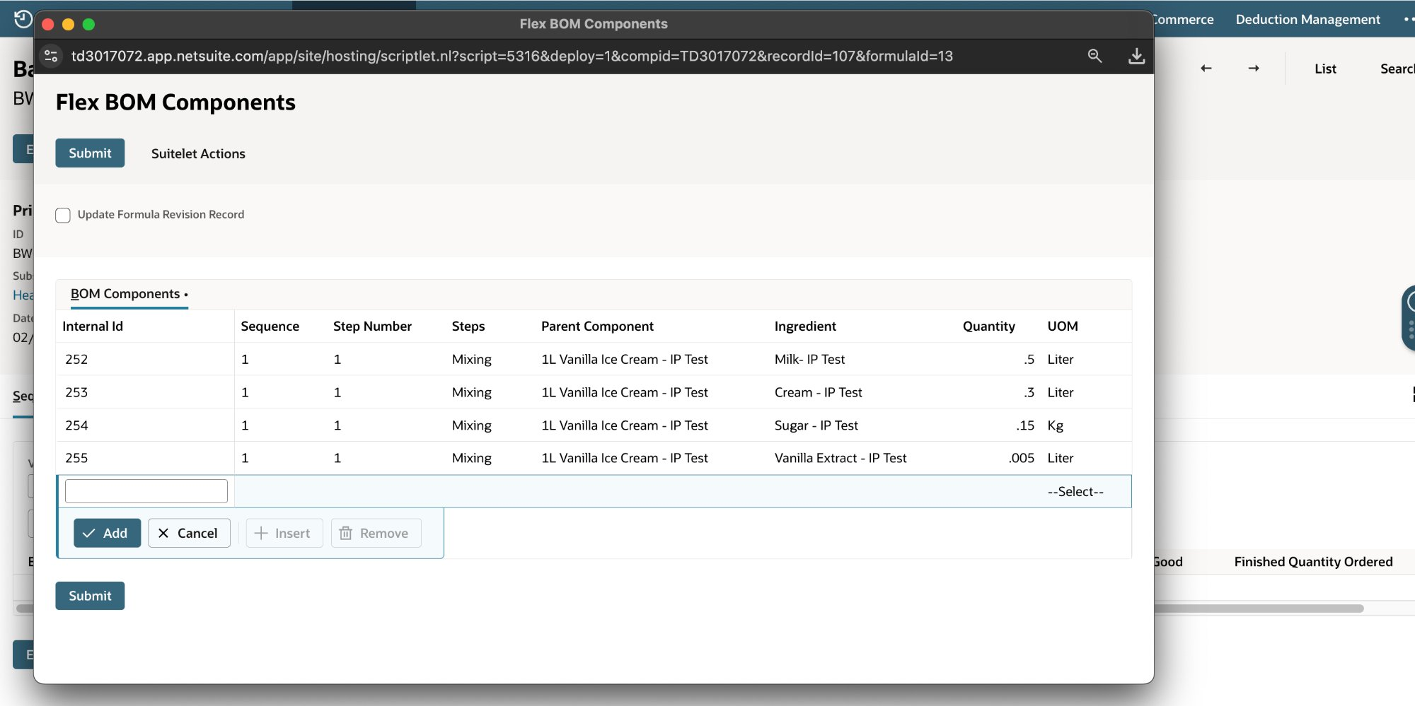 FlexBom components view