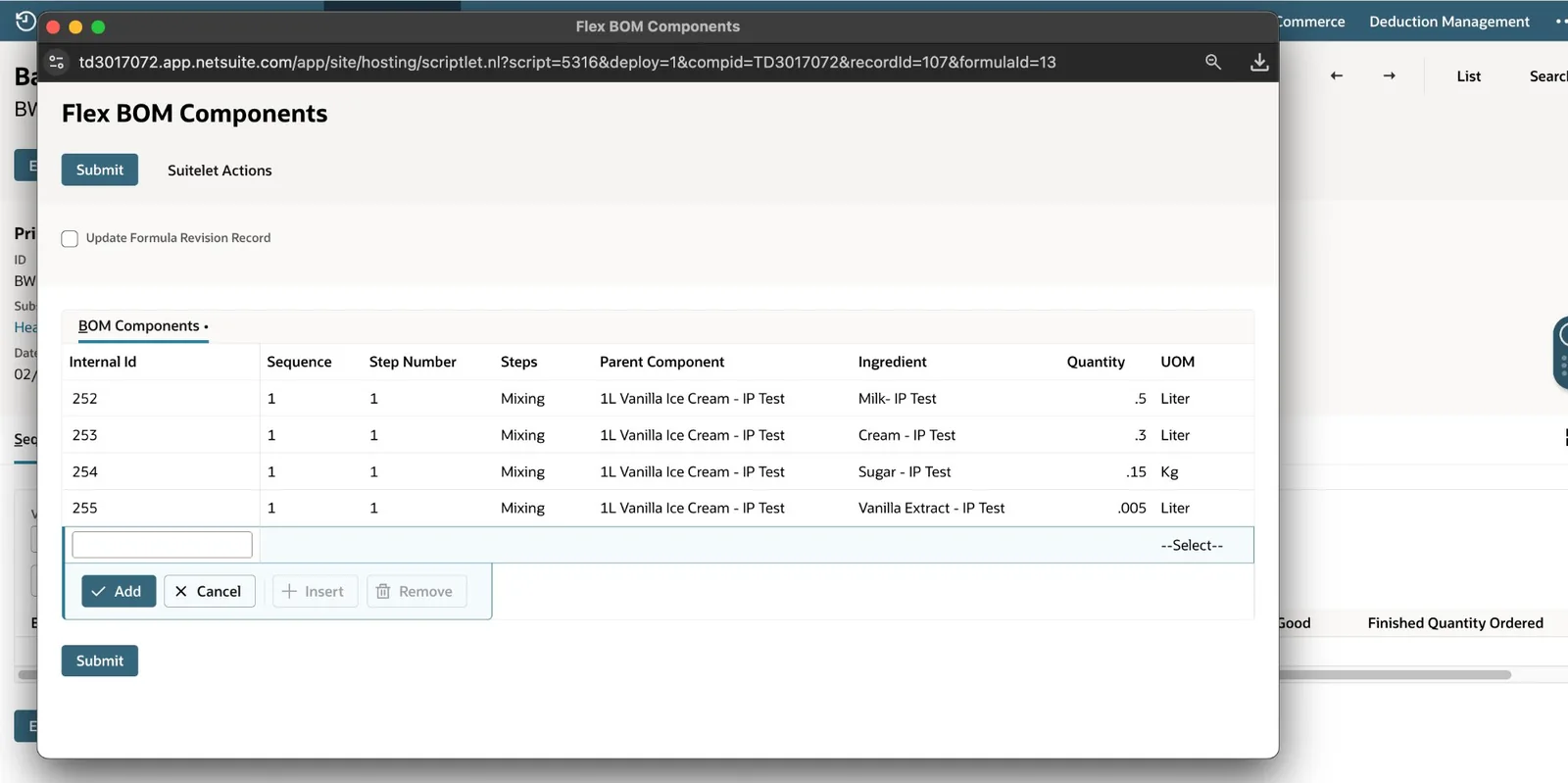 FlexBom components view